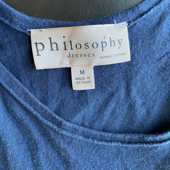 Philosophy Dark Blue Cotton Maxi Dress - Women's Size M - Picture 3 of 4